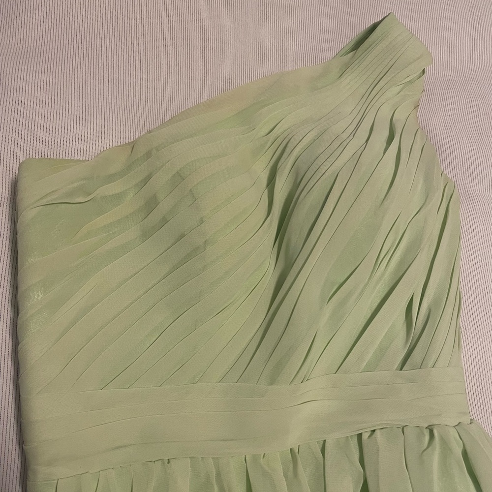 One-Shoulder Light Green Bridesmaid Dress - Picture 2 of 5